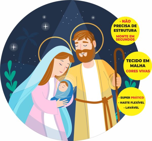 Painel Redondo 3D Menino Jesus Abre Fácil Tecido