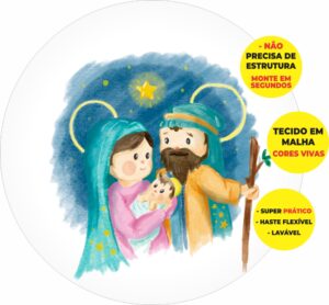 Painel Redondo 3D Menino Jesus Abre Fácil Tecido