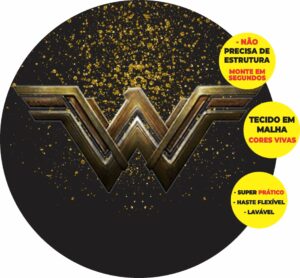 Painel Redondo 3D Mulher Maravilha Abre Fácil Tecido