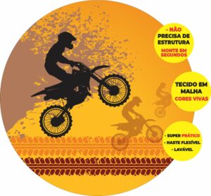Painel Redondo 3D Motocross Abre Fácil Tecido