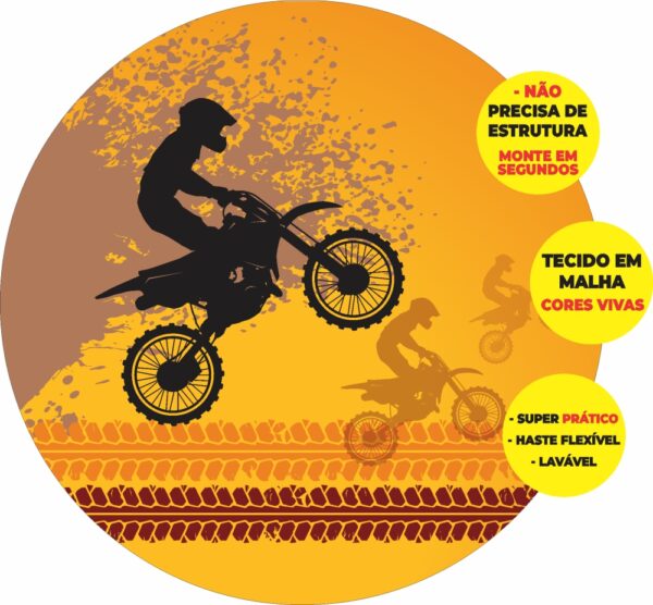 Painel Redondo 3D Motocross Abre Fácil Tecido