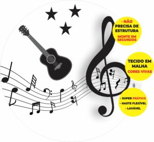 Painel Redondo 3D Música Abre Fácil Tecido