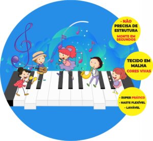 Painel Redondo 3D Música Abre Fácil Tecido