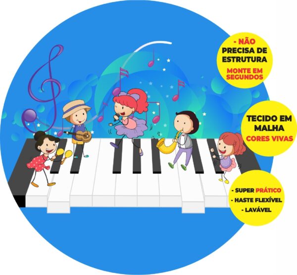 Painel Redondo 3D Música Abre Fácil Tecido
