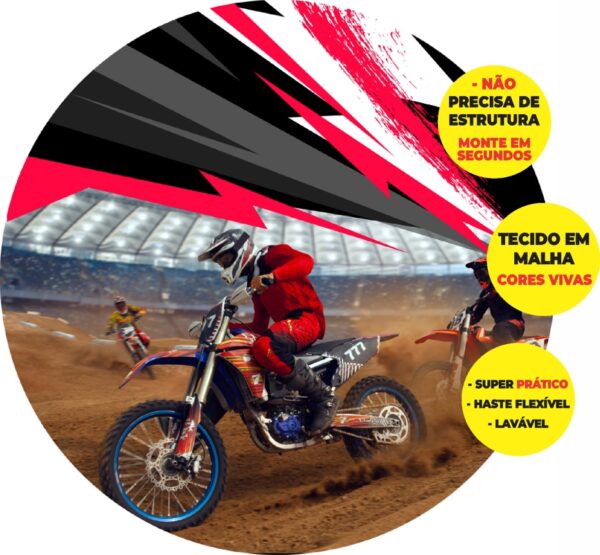 Painel Redondo 3D Motocross Abre Fácil Tecido
