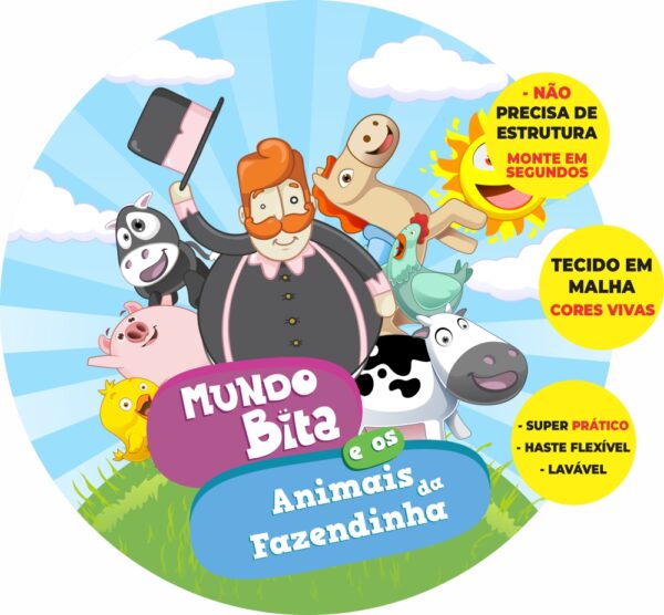 Painel Redondo 3D Mundo Bita Abre Fácil Tecido