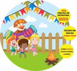 Painel Redondo 3D Mundo Bita Abre Fácil Tecido