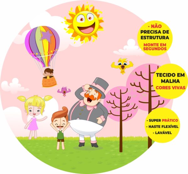 Painel Redondo 3D Mundo Bita Abre Fácil Tecido