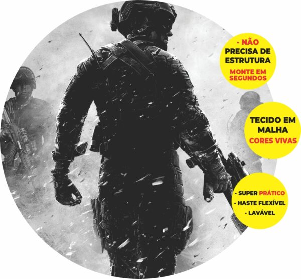 Painel Redondo 3D Call Of Duty Abre Fácil Tecido