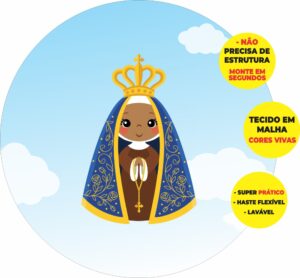 Painel Redondo 3D Nossa Senhora Abre Fácil Tecido