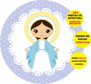 Painel Redondo 3D Nossa Senhora Abre Fácil Tecido