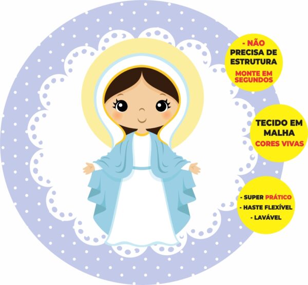 Painel Redondo 3D Nossa Senhora Abre Fácil Tecido