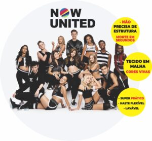 Painel Redondo 3D Now United Abre Fácil Tecido