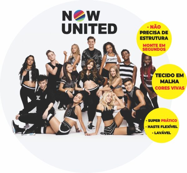 Painel Redondo 3D Now United Abre Fácil Tecido