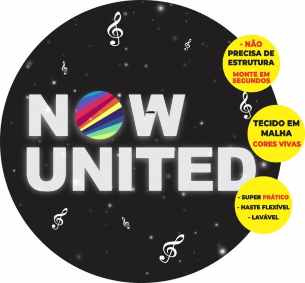 Painel Redondo 3D Now United Abre Fácil Tecido