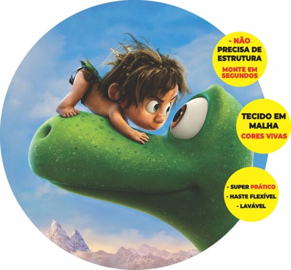 Painel Redondo 3D O Bom Dinossauro Abre Fácil Tecido