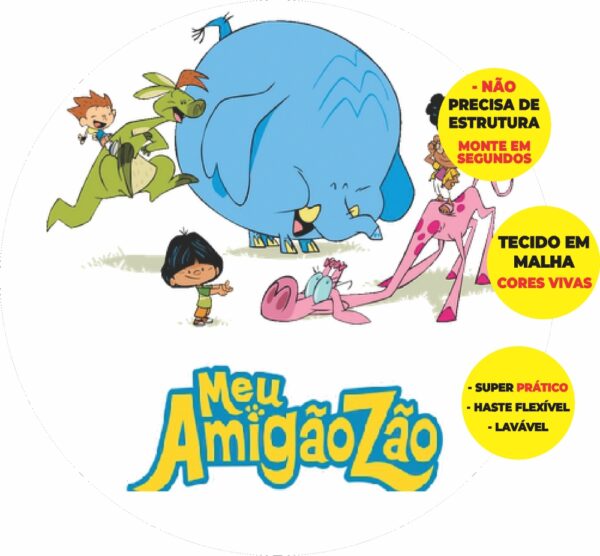 Painel Redondo 3D O Meu Amigazão Abre Fácil Tecido