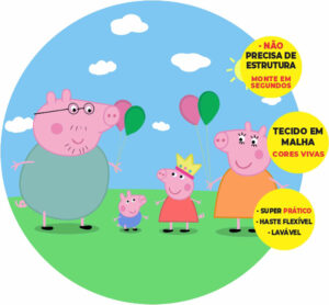 Painel Redondo 3D Peppa Pig Abre Fácil Tecido
