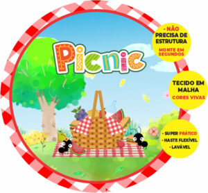 Painel Redondo 3D Piquinique Abre Fácil Tecido