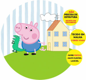 Painel Redondo 3D Peppa Pig Abre Fácil Tecido