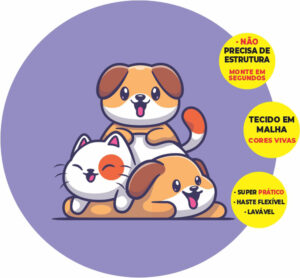 Painel Redondo 3D Pets Abre Fácil Tecido