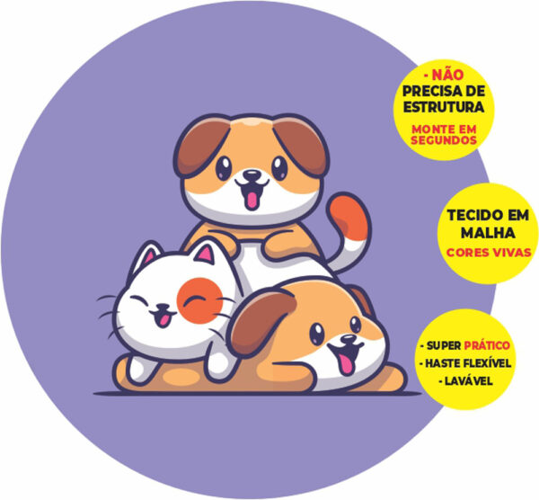 Painel Redondo 3D Pets Abre Fácil Tecido