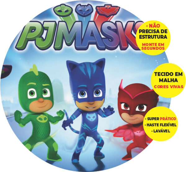 Painel Redondo 3D Pj Masks Abre Fácil Tecido