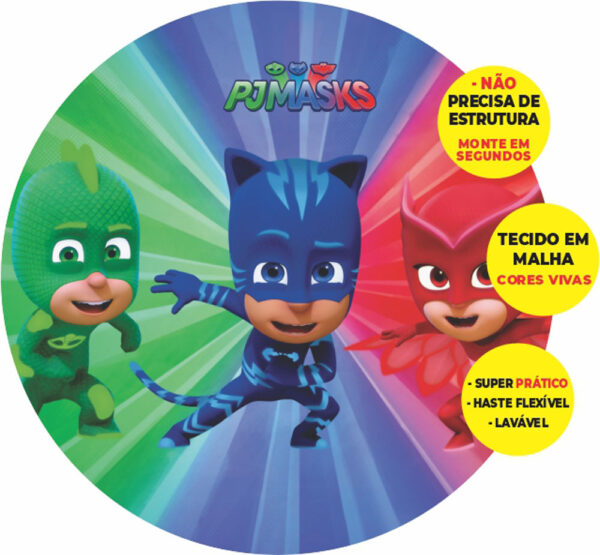 Painel Redondo 3D Pj Masks Abre Fácil Tecido