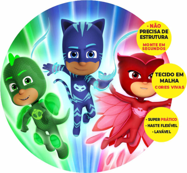 Painel Redondo 3D Pj Masks Abre Fácil Tecido