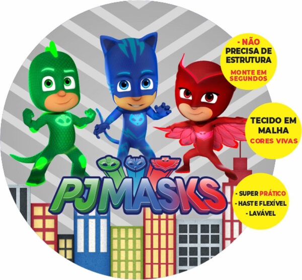 Painel Redondo 3D Pj Masks Abre Fácil Tecido