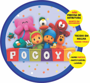 Painel Redondo 3D Pocoyo Abre Fácil Tecido