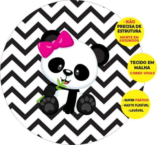 Painel Redondo 3D Panda Listra  Abre Fácil Tecido
