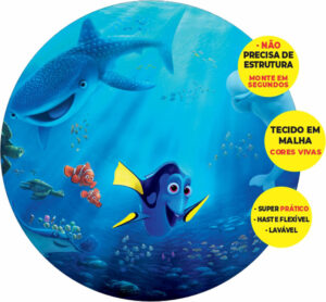 Painel Redondo 3D Procurando Nemo Abre Fácil Tecido