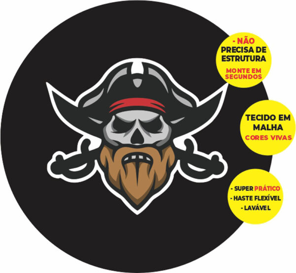 Painel Redondo 3D Pirata Abre Fácil Tecido