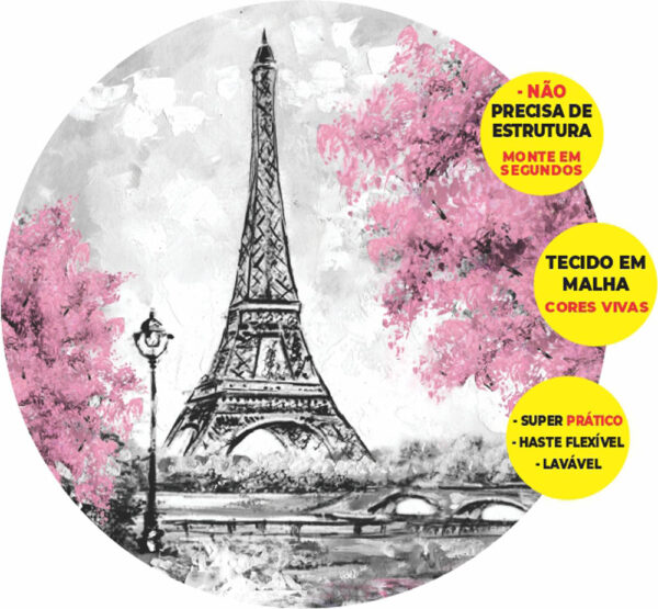 Painel Redondo 3D Paris Abre Fácil Tecido