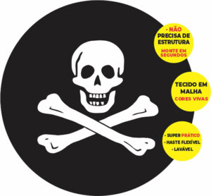 Painel Redondo 3D Pirata Abre Fácil Tecido