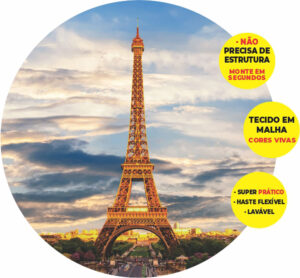 Painel Redondo 3D Paris Abre Fácil Tecido