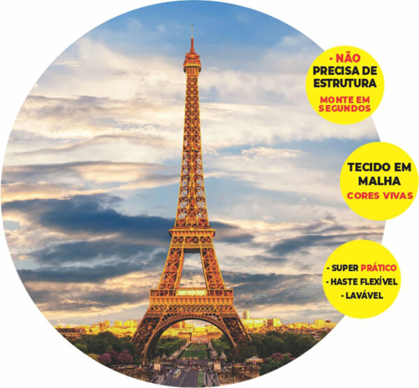 Painel Redondo 3D Paris Abre Fácil Tecido