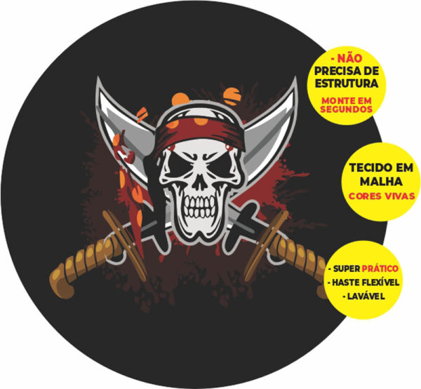 Painel Redondo 3D Pirata Abre Fácil Tecido