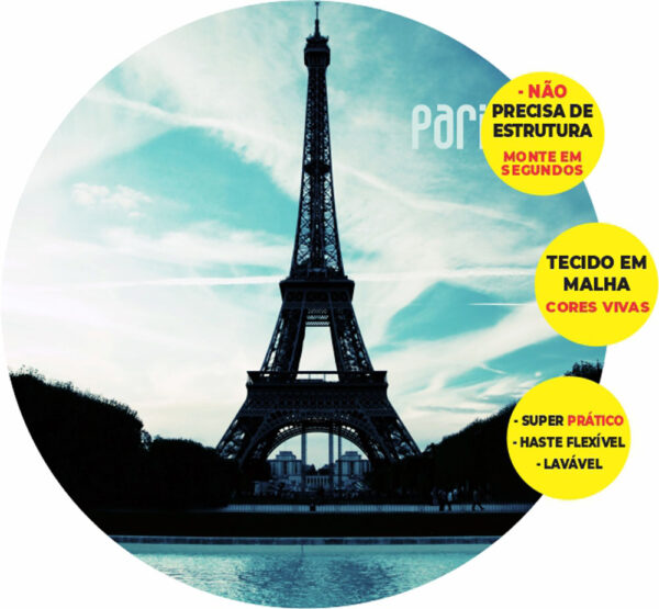 Painel Redondo 3D Paris Abre Fácil Tecido