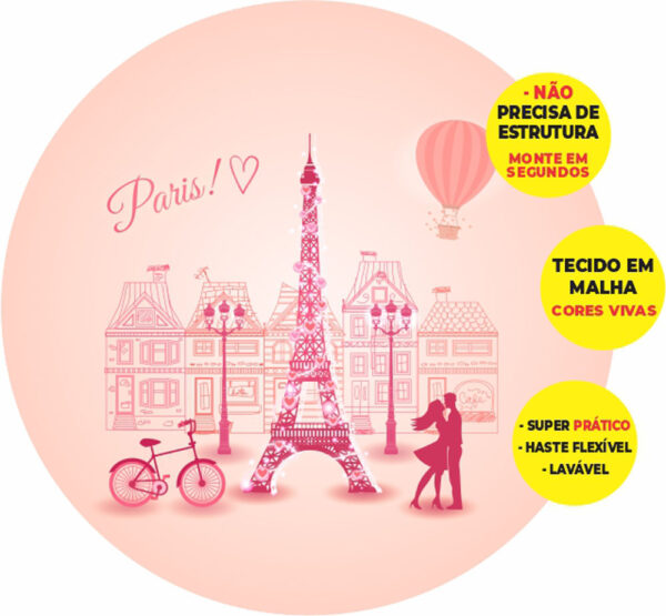 Painel Redondo 3D Paris Abre Fácil Tecido