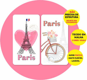 Painel Redondo 3D Paris Abre Fácil Tecido