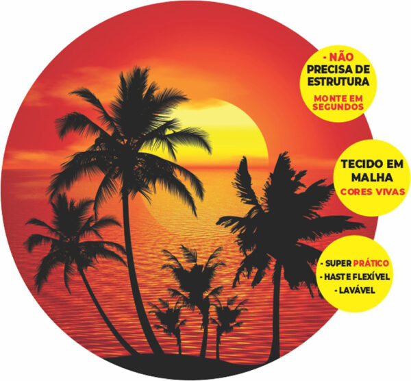 Painel Redondo 3D Praia  Abre Fácil Tecido