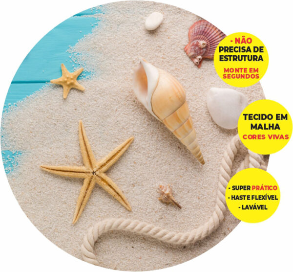 Painel Redondo 3D Praia Abre Fácil Tecido