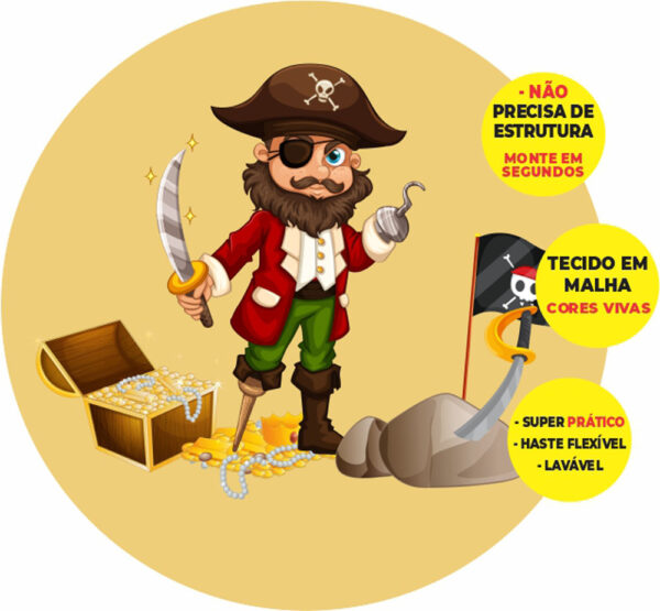 Painel Redondo 3D Pirata Baby Abre Fácil Tecido