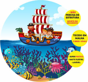Painel Redondo 3D Pirata Baby Abre Fácil Tecido