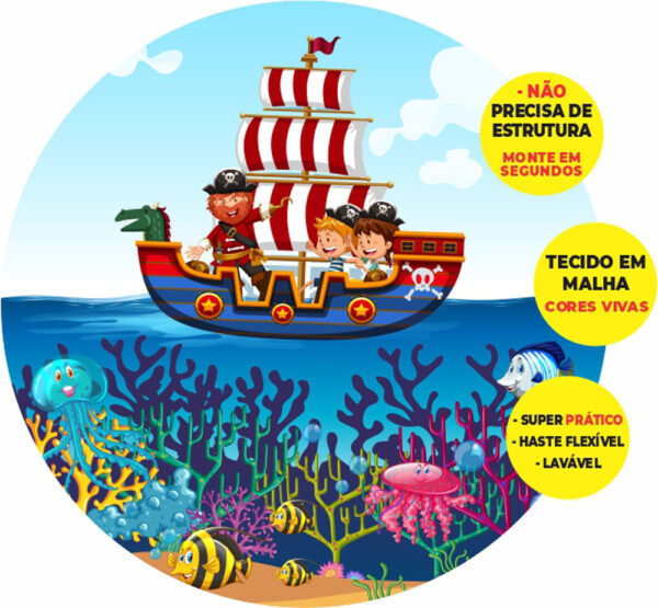 Painel Redondo 3D Pirata Baby Abre Fácil Tecido