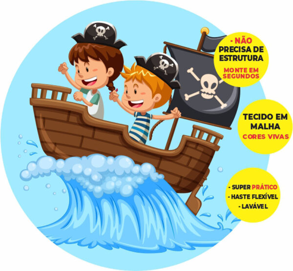 Painel Redondo 3D Pirata Baby Abre Fácil Tecido