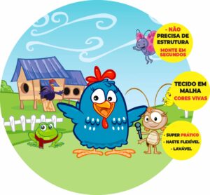 Painel Redondo 3D Galinha Pintadinha Abre Fácil Tecido