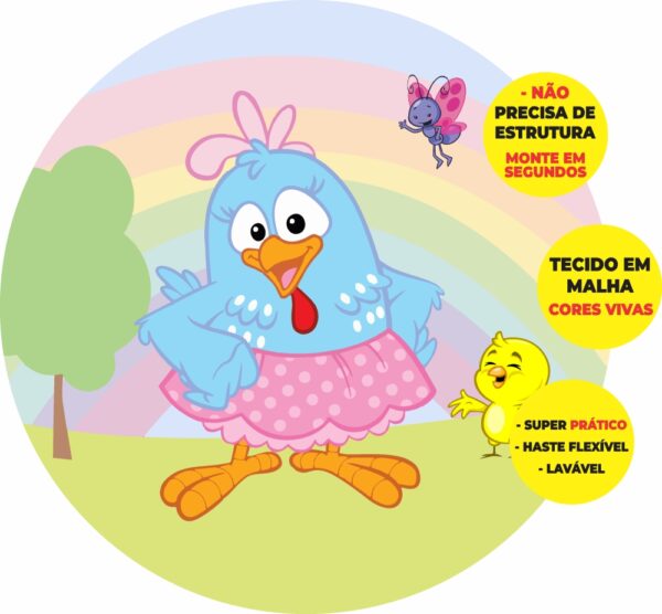 Painel Redondo 3D Galinha Pintadinha Abre Fácil Tecido